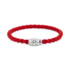 Armband Stahl 3 Ringe zum Verschließen und rotes Leder