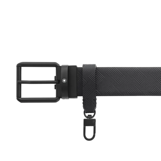 Bedruckter schwarz/einfarbig schwarzer 35 mm breiter Ledergürtel, beidseitig tragbar