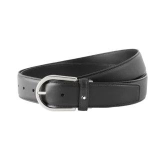 Grauer 35-mm-Ledergürtel mit Hufeisen-Schnalle