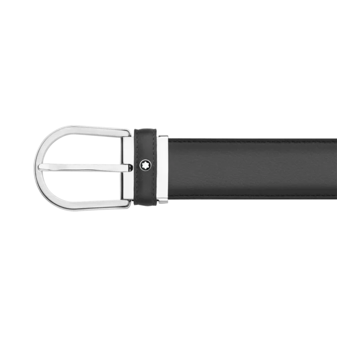 Grauer 35-mm-Ledergürtel mit Hufeisen-Schnalle