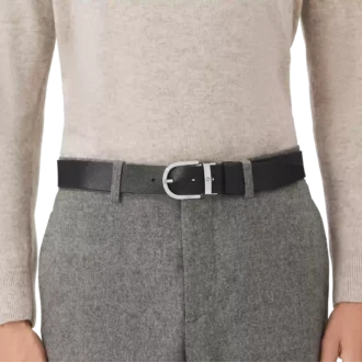 Hufeisen-Schnalle, schwarz bedruckt/Mosto, 35 mm, wendbarer Ledergürtel