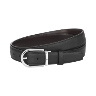 Hufeisen-Schnalle schwarz/braun 30 mm Wende-Ledergürtel