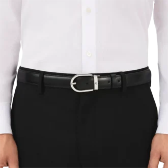 Hufeisen-Schnalle schwarz/braun 30 mm Wende-Ledergürtel