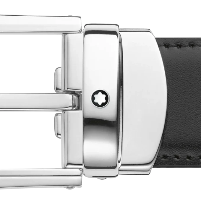 Hufeisen-Schnalle schwarz/braun 30 mm Wende-Ledergürtel