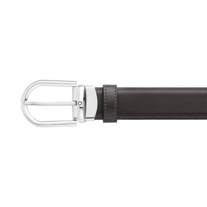 Hufeisen-Schnalle schwarz/braun 30 mm Wende-Ledergürtel