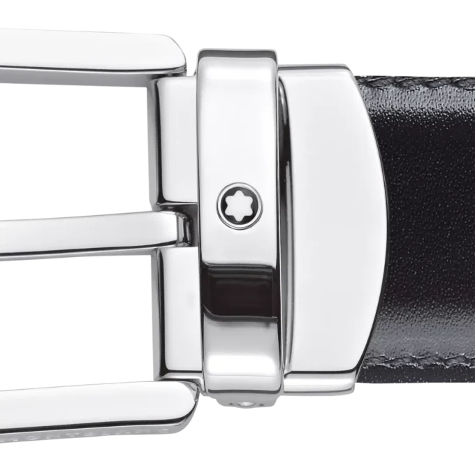 Hufeisen-Schnalle schwarz/braun 30 mm Wende-Ledergürtel