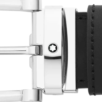 Hufeisen-Schnalle schwarz/braun 35 mm wendbarer Ledergürtel