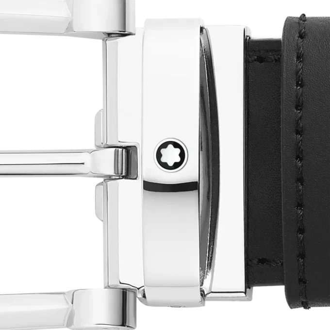 Hufeisen-Schnalle schwarz/braun 35 mm wendbarer Ledergürtel