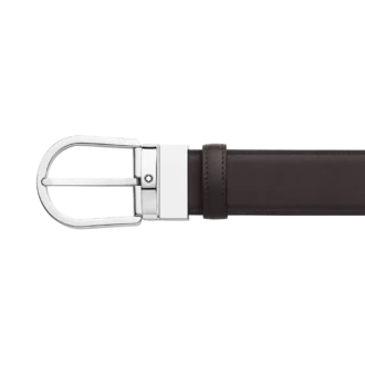 Hufeisen-Schnalle schwarz/hellbraun 35 mm Ledergürtel