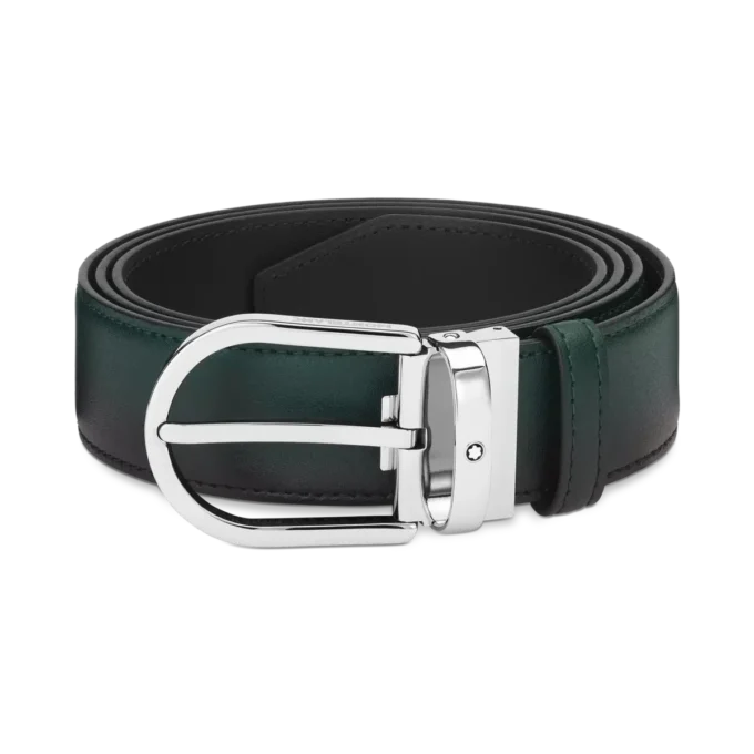 Hufeisen-Schnalle Sfumato British Green 35 mm Ledergürtel