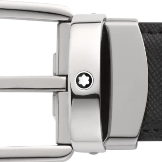 Hufeisenförmige Schnalle schwarz/blau 30 mm Wende-Ledergürtel