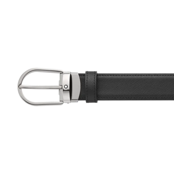 Hufeisenförmige Schnalle schwarz/blau 30 mm Wende-Ledergürtel Hufeisenförmige Schnalle schwarz/blau 30 mm Wende-Ledergürtel