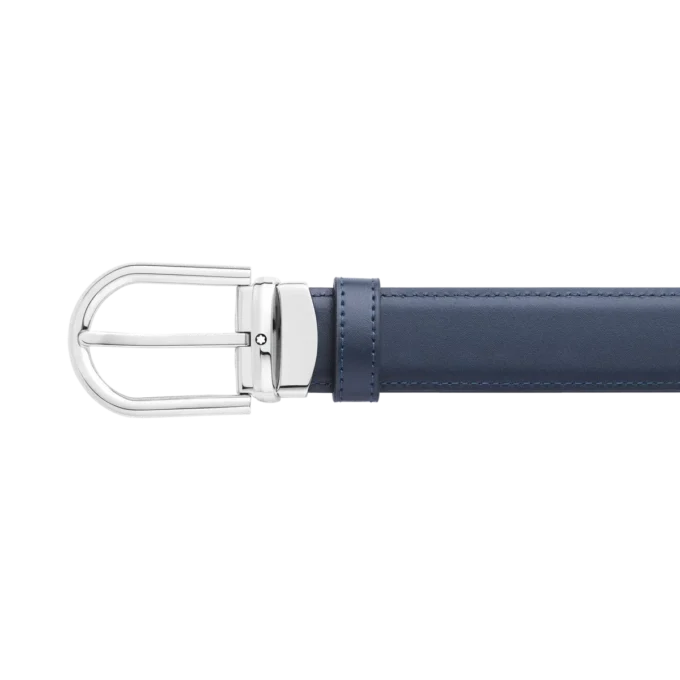 Hufeisenförmige Schnalle schwarz/blau 30 mm Wende-Ledergürtel Hufeisenförmige Schnalle schwarz/blau 30 mm Wende-Ledergürtel