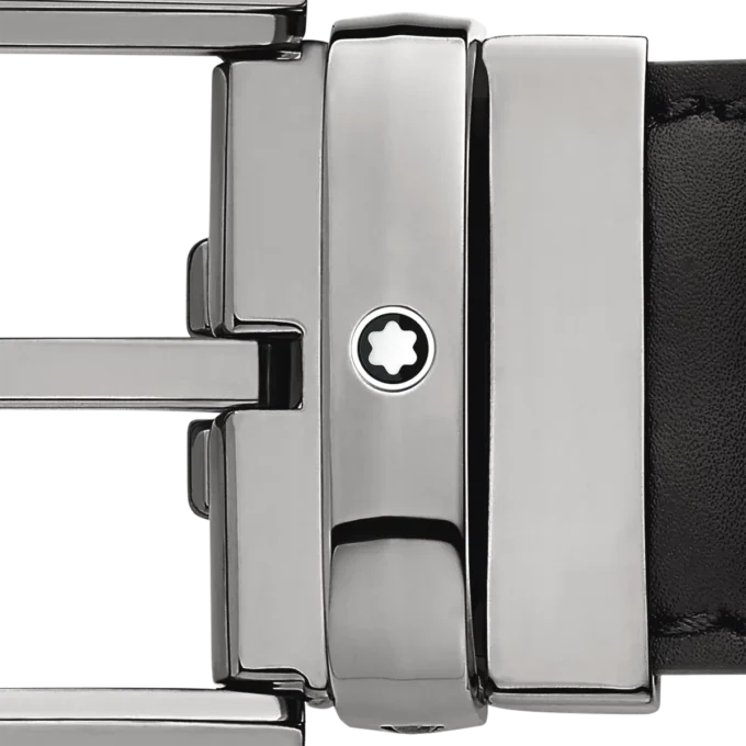 Ledergürtel mit Hufeisen-Schnalle, schwarz, 35 mm