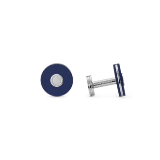 Manschettenknöpfe, rund, aus Edelstahl mit blauem Harz