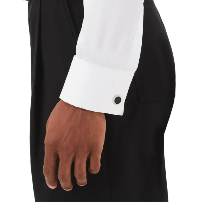 Manschettenknöpfe, rund, aus Edelstahl mit Einlage in Carbonoptik