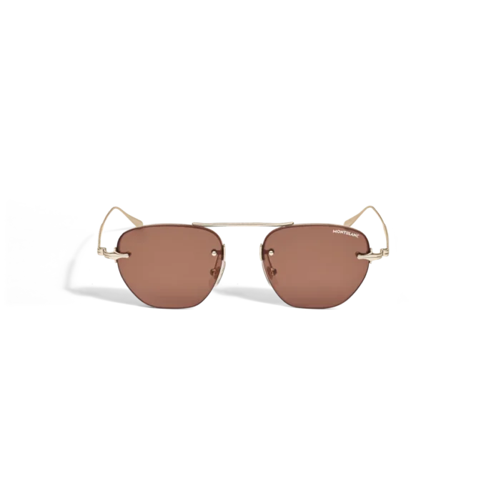 Ovale Sonnenbrille mit goldfarbenem Metallrahmen