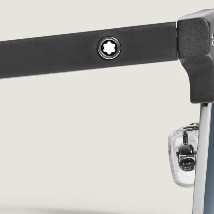 Quadratische Sonnenbrille mit schwarzem Acetatrahmen