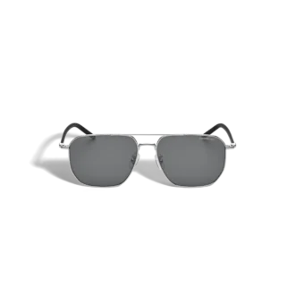 Quadratische Sonnenbrille mit silberfarbenem Metallrahmen
