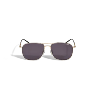 Quadratische Sonnenbrille mit titangoldfarbenem Metallrahmen