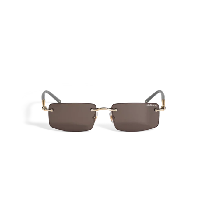 Rechteckige Sonnenbrille mit goldfarbenem Metallrahmen