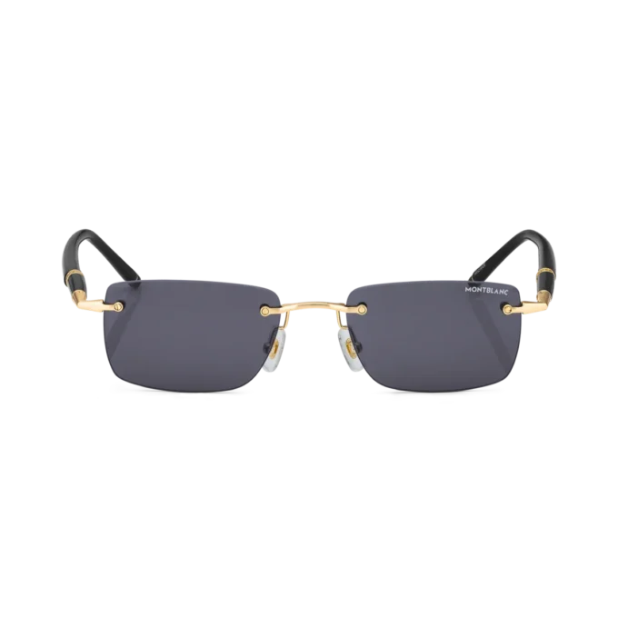 Rechteckige Sonnenbrille mit goldfarbenem Metallrahmen