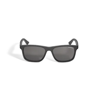 Rechteckige Sonnenbrille mit schwarzem Acetatrahmen