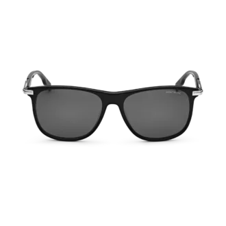 Rechteckige Sonnenbrille mit schwarzem Acetatrahmen