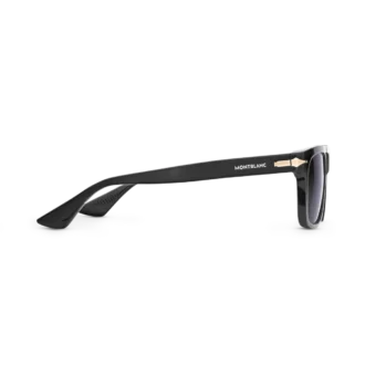 Rechteckige Sonnenbrille mit schwarzem Acetatrahmen