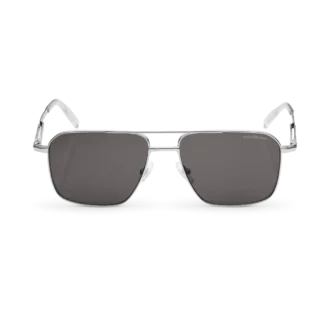 Rechteckige Sonnenbrille mit silberfarbenem Metallrahmen