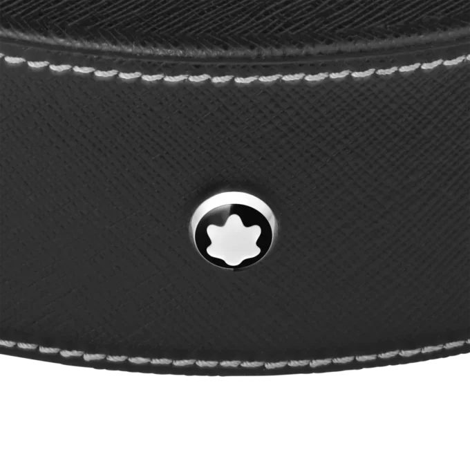 Runde Schreibtischablage aus schwarzem Leder (groß)