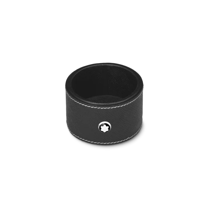 Runde Schreibtischablage aus schwarzem Leder (klein)