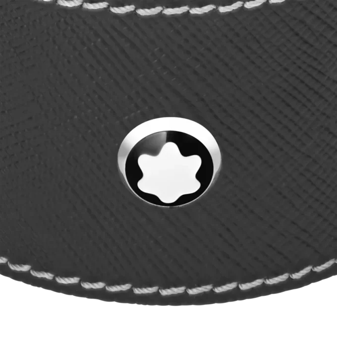 Runde Schreibtischablage aus schwarzem Leder (klein)