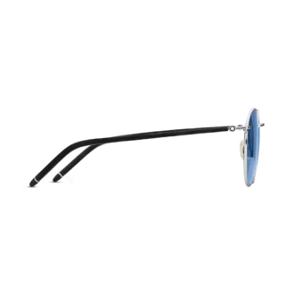 Runde Sonnenbrille mit rutheniumfarbenem Metallrahmen