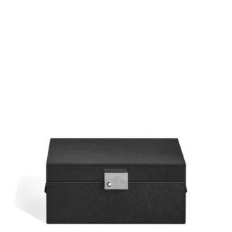 Schreibgeräte-Sammlerbox aus schwarzem Leder