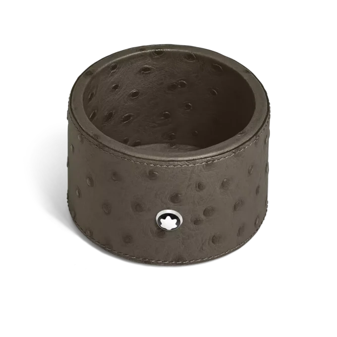 Schreibtischablage Medium, Leder mit Straußenprägung, Khaki