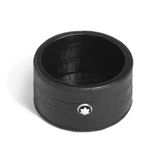 Schreibtischablage Small, Leder mit Krokodilprägung, Schwarz