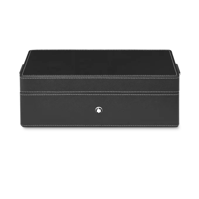 Schreibtischbox aus Leder für drei Schreibgeräte und eine Tintenflasche