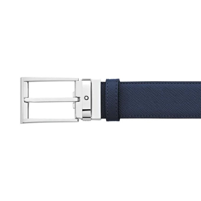 Schwarz/blauer 35 mm breiter wendbarer Ledergürtel