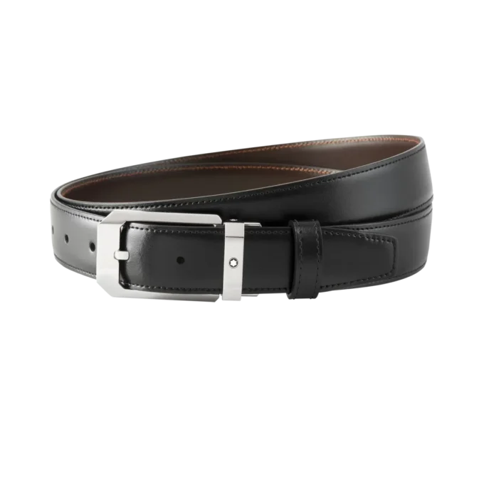 Schwarz/brauner 30-mm-Wendegürtel aus Leder