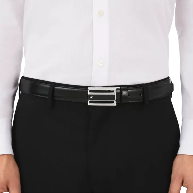 Schwarz/brauner 30-mm-Wendegürtel aus Leder