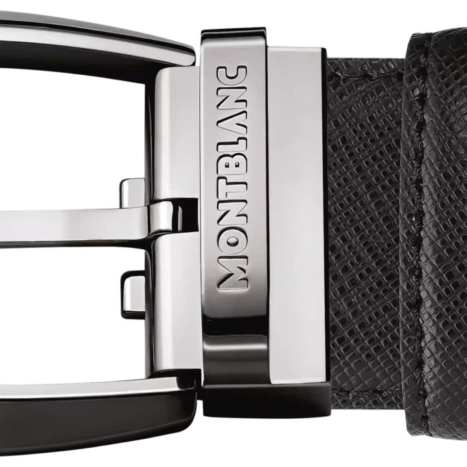 Schwarzer 35-mm-Ledergürtel